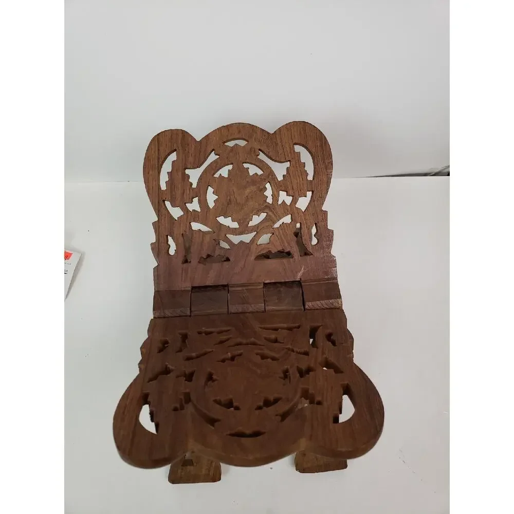 Hand Carved Wood Large Book/Bible Stand Holder Foldable